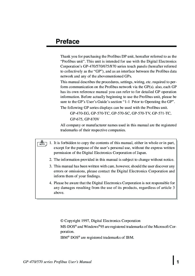 First Page Image of GP570 BG11-24V Series User Manual Profibus User Manual and Troubleshooting.pdf